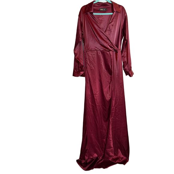 Nova Luxe 1X Bordeaux Long Sleeve Formal Maxi Dress - Picture 3 of 8
